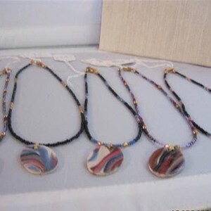 UNISEX Surprise Necklace... Hand Beaded Necklace with Clay Pendant....OOAK... .You Pick Colors We Pick Necklace...Unisex...Gifts for 15