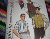 VINTAGE SIMPLICITY Pattern #4160......Mens Young Shirt Vest & Reversible Vest ...60's... #129...