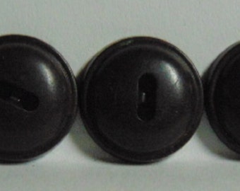 VINTAGE CLASSIC Set of 5 Dark Chocolate Brown Low Dome 'Whistle' Top Style Plastic Shirt Buttons....#4161