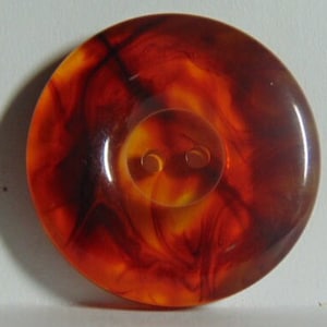 VINTAGE 1940's/50's BEAUTIFUL Transparent Thick Chunky Amber Color 'Marbled' Lucite Coat Button....#3185