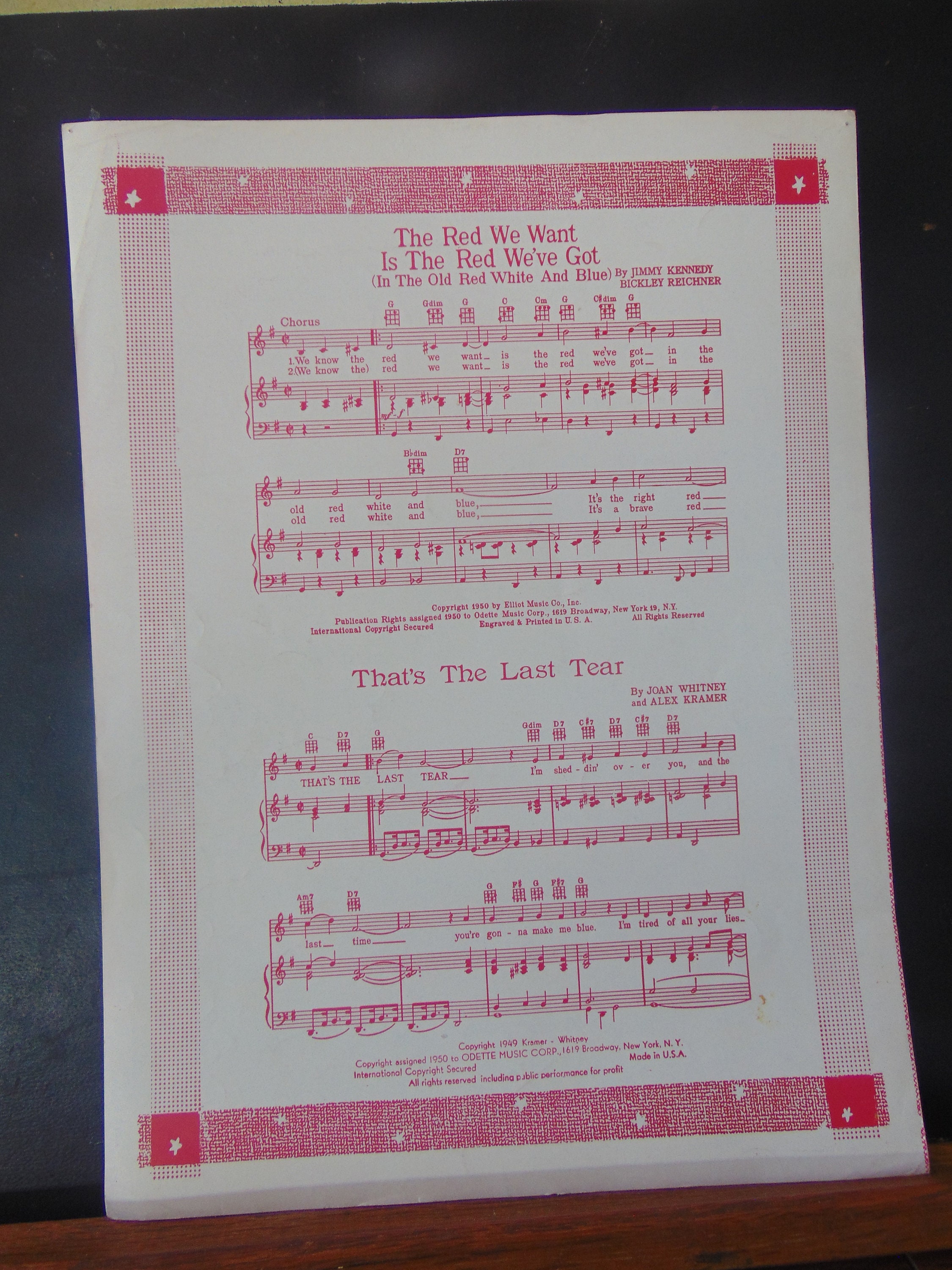 Vintage BEAUTIFUL Graphics 1930 Lonely Wine Piano & Words Sheet 