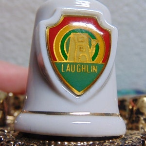 VINTAGE Beautiful 70&#39;S/80&#39;s Porcelain/Bone China LAUGHLIN Destination Thimble...#36..Souvenir Thimble,Thimble Collectors,Vintage Thimbles