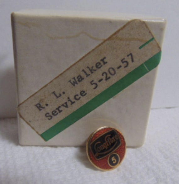 Vintage May 20th 1957 LongFibre (Longview Wa Fibre Co) Service 5yr Tac Pin..14Kt & Enamel.... (JP#8)