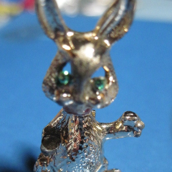 Vintage WAY TOO CUTE Silver Bunny/Rabbit Scatter Lapel Pin.....#8955...Animal Lover,Teen Jewelry,Elegant Jewelry,Office or Play