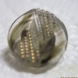 ANTIQUE Mink Glass Moonglow Button w/ Gold Luster Design...#517