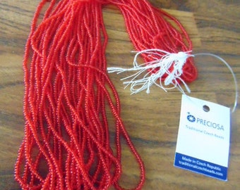 PRECIOSA Transparent Red Seed Bead size 11...in Hanks...One Hank=3900-4000 beads