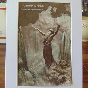 Antique BEAUTIFUL French 1912 Art Nouveau Second Day &#39;CREATION Du Monde&#39; Postcards...Unused...39F Paper Ephemera,Collecting Postcard