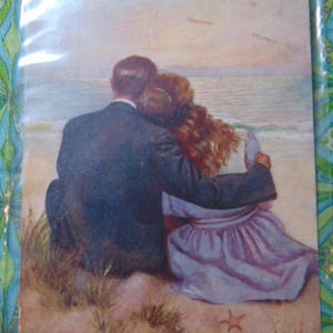 Antique Excellent 1900&#39;s Lovers by the Sea &#39;To Busy To Write&#39; Postcard-USED..1782-Paper Ephemera,Collecting Postcard,Scrapbook