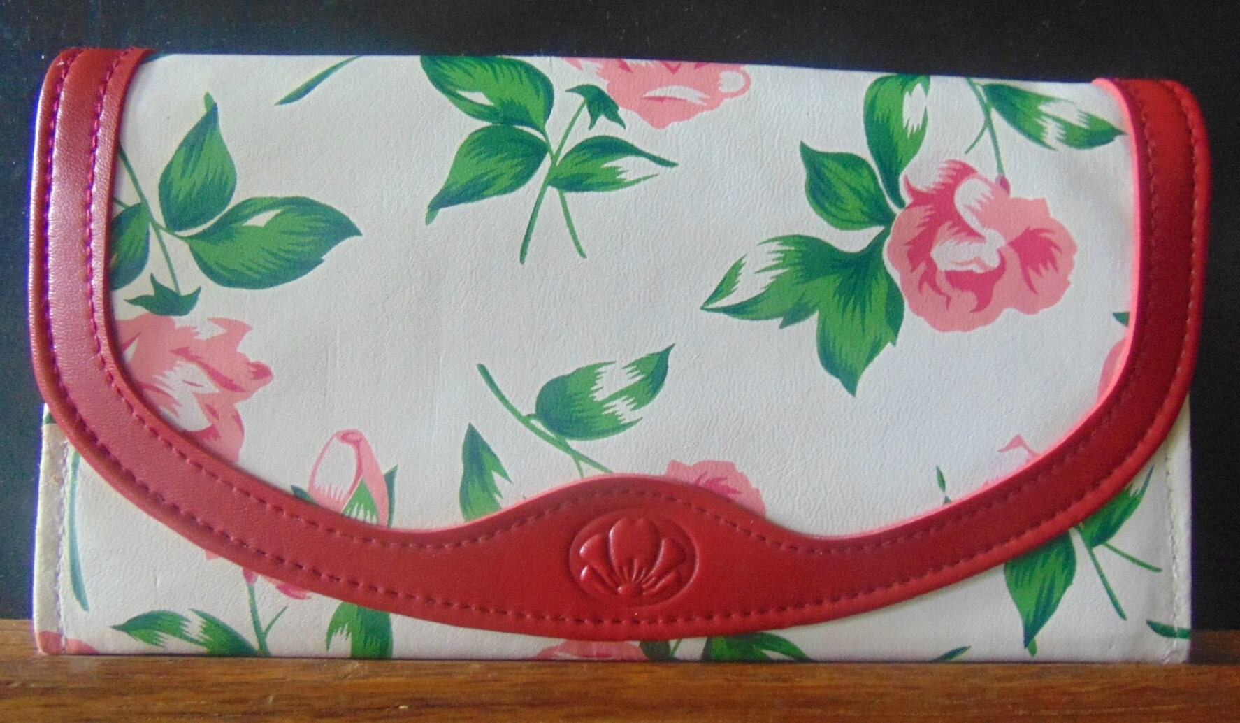 Vintage 90's Faux Leather Creamy White, Red & Pink Roses Full Size ...