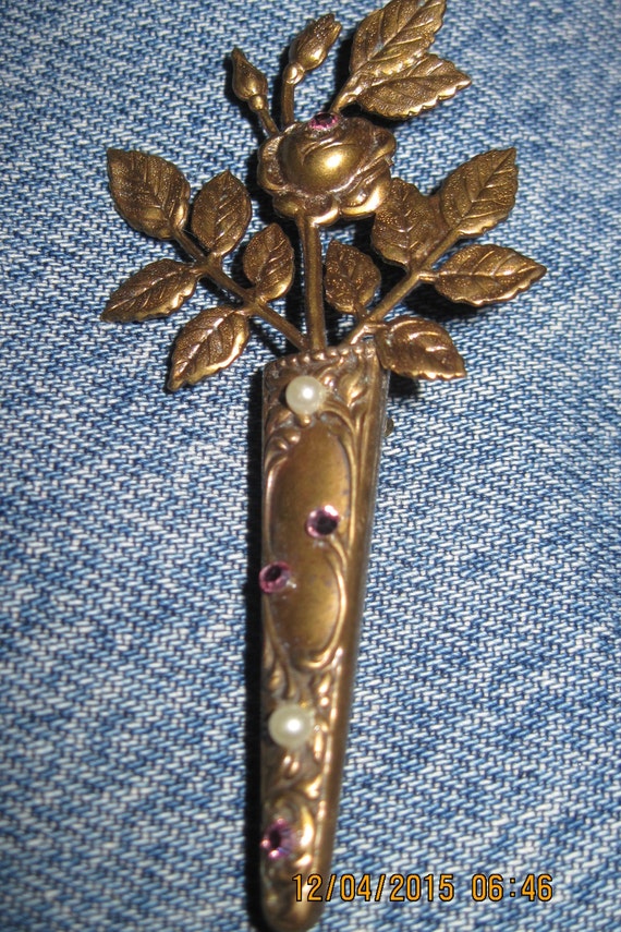 Vintage BEAUTIFUL HIDDEN HEART Gilt Gold/Copper Bo