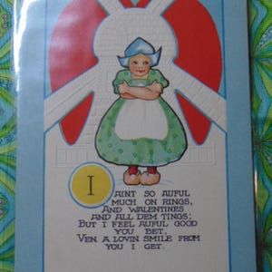 Antique BEAUTIFUL 1910&#39;s &#39;I Ain&#39;t So Awful Much..&#39; Dutch Girl Postcard..used..1695..Paper Ephemera,Collecting Postcard,Scrapbook