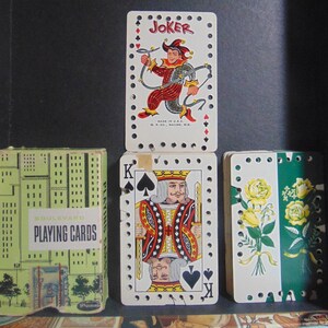 Vintage 40's/50's Whitman BOULEVARD Green & Yellow Flower Standard Playing Cards Complete in Box...Vintage Playing Cards,Scrapbooking,Cards