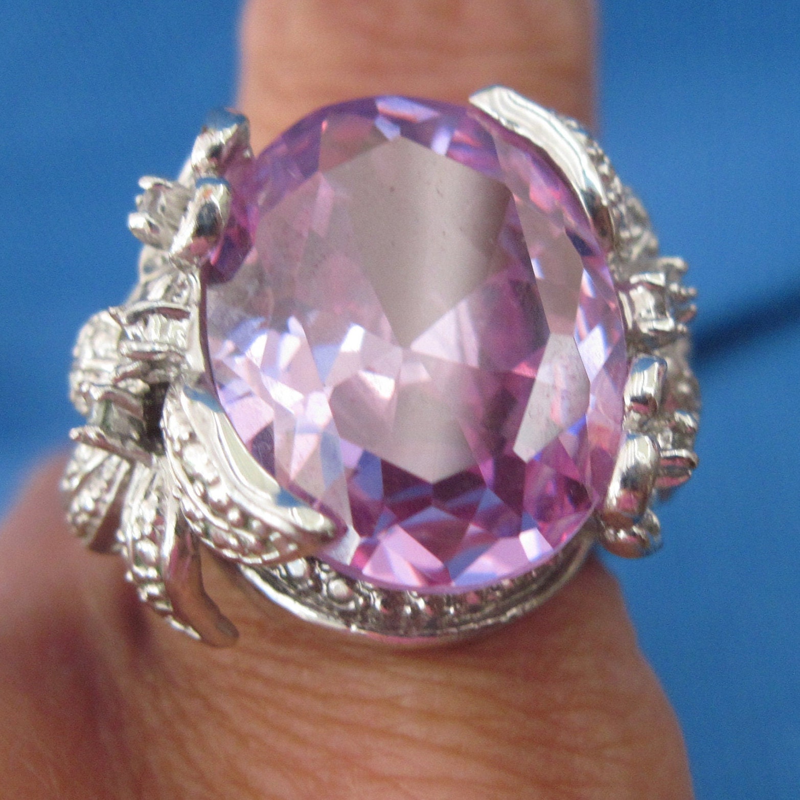 Vintage STELLAR Silver Marcasite Amethyst Crystal Cocktail