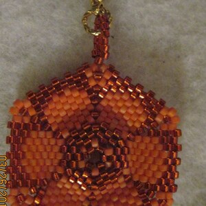 Peyote Stitched Flower Hexagon Zipper Pull or Pendant...1 of a kind...handmade...1400h