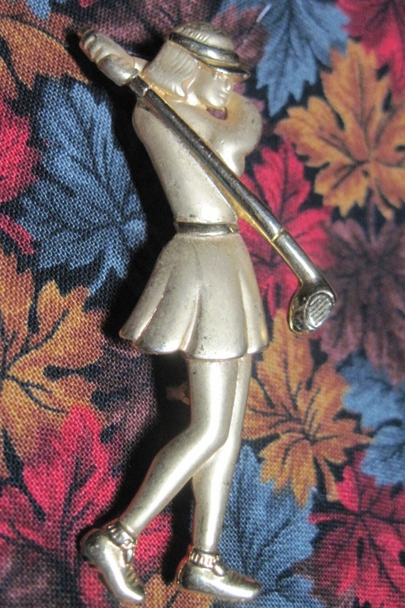 Vintage BEAUTIFUL Designer Two Tone Gold Lady Golf