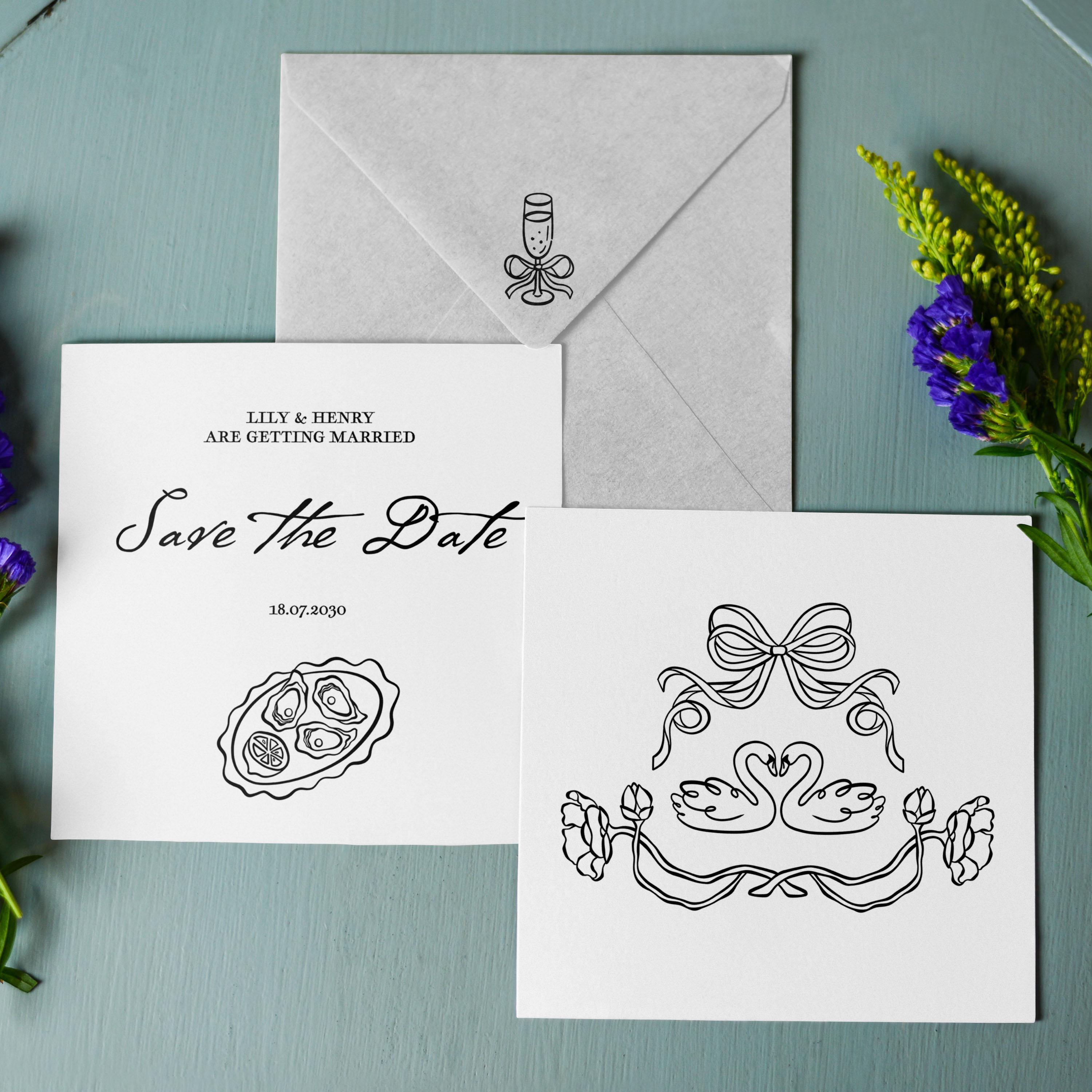Wedding Illustration Set - Hand Drawn Line Art Illustrations | SVG, PNG ...