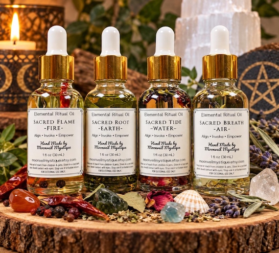 Elemental Ritual Oils Collection | Fire, Water, Earth, Air Sacred Blends