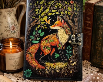 Fox Grimoire Spell Book - Witchy Cottagecore Journal with Metal Clasp