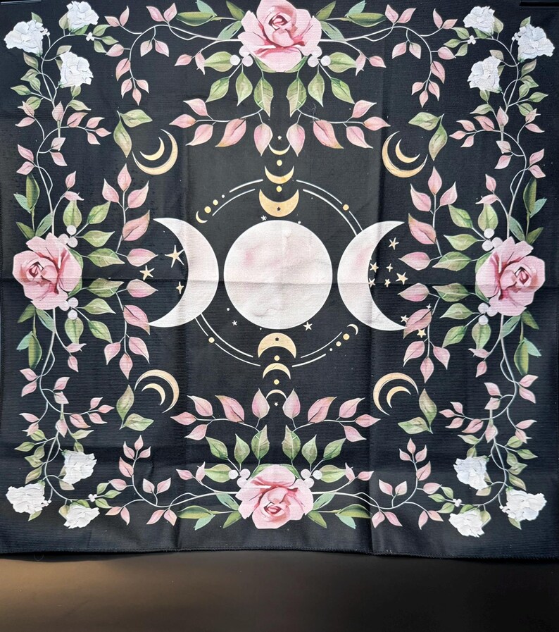 Moon Phase Roses Altar Cloth - Triple Moon Roses - Etsy