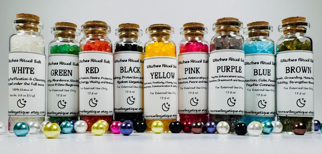 Witch's Ritual Salt | Colored Spell Salts in Glass Vials - Etsy