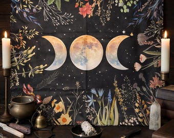 Altar Cloth - Triple Moon Wildflowers