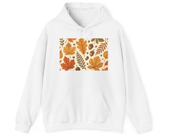Fall Leaves Unisex Hoodie, Autumn Cotton-Blend Pullover