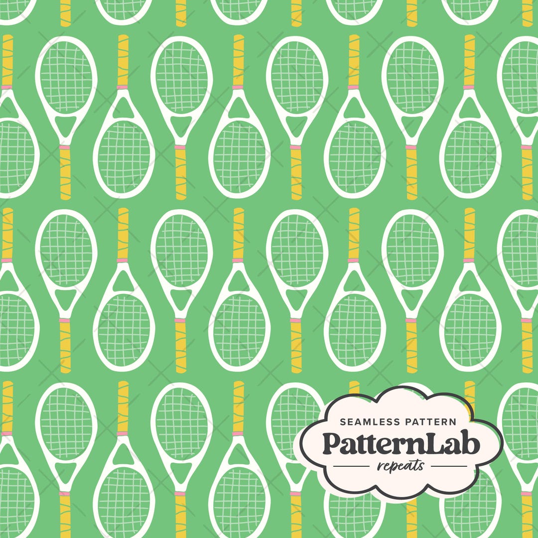 Racket Marker Pattern Coquette Tennis Rackets Repeat Pattern: Preppy Sport Theme Green ...