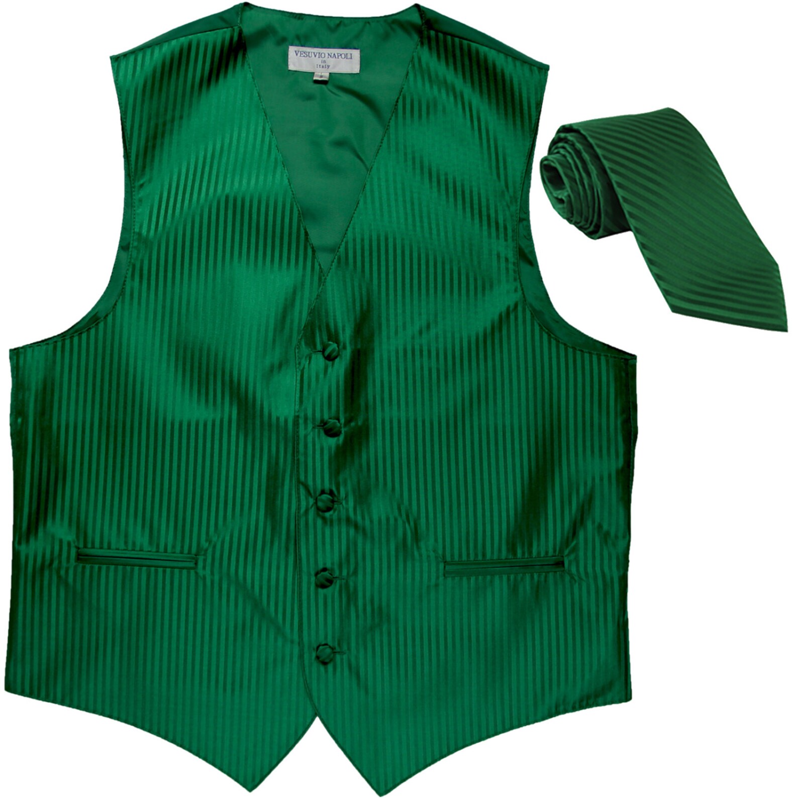 Men's Vertical Striped Emerald Green Polyester Vest With Etsy