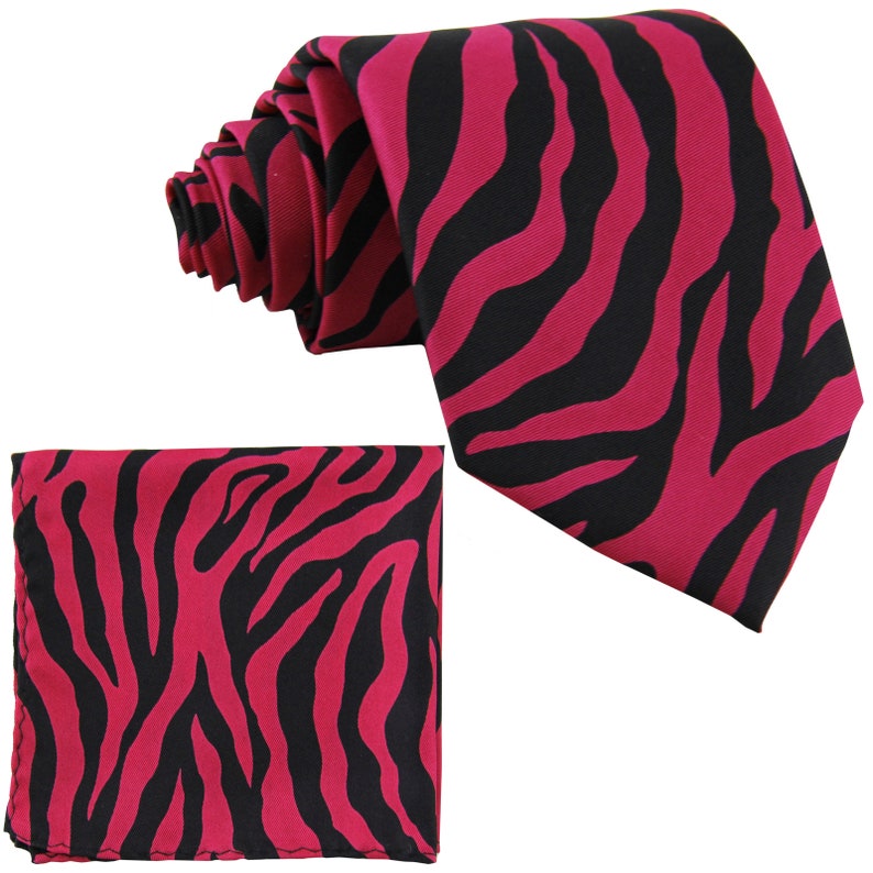 Men/'s Zebra animal print Black Regular Necktie and Handkerchief 9 colors for Formal Occasions