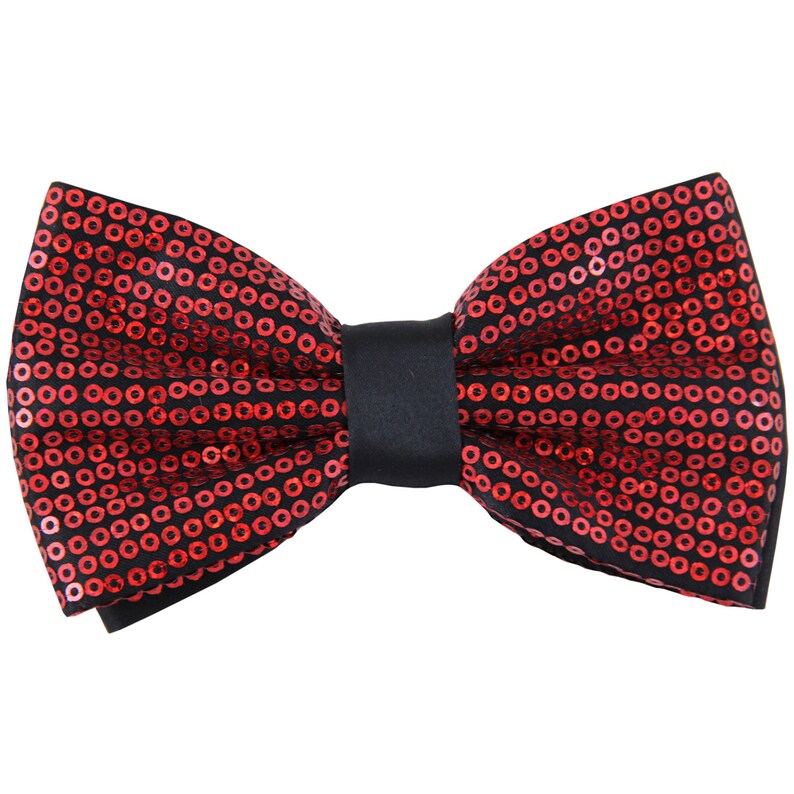 New Men/'s Sequins Red Pre-Tied Bowtie for Formal Occasions