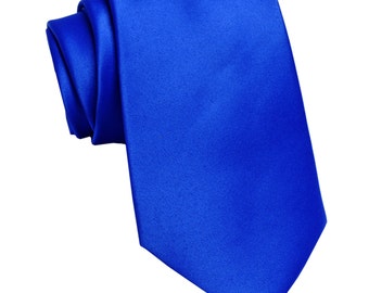 Men's Solid Royal Blue Big & Tall Extra Long Necktie, for Formal Occasions