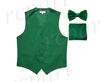 Solid Emerald Green Polyester Vest 
