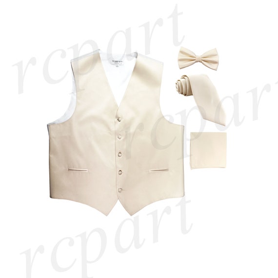 New in box men/'s self tied bowtie solid 100/% polyester formal ivory