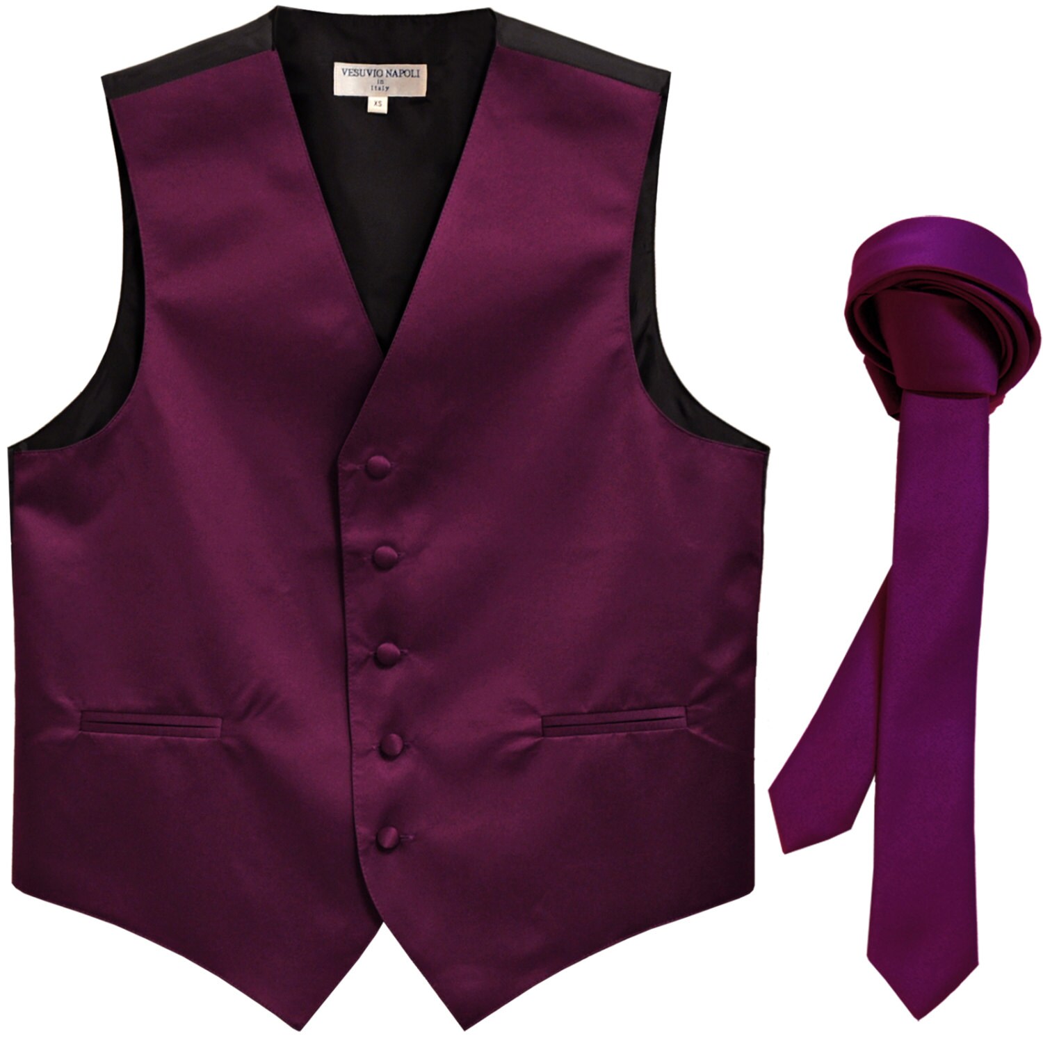 Men's Solid Dark Purple Polyester Vest with Self Tie Etsy