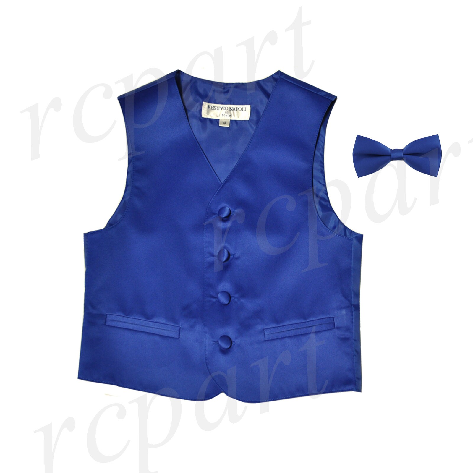 Chaleco de poliéster azul real sólido de niño con pajarita Etsy