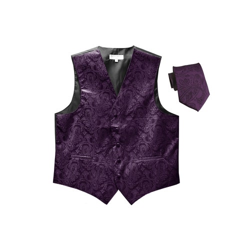 Handschrift ik ben trots majoor Men's Paisley Dark Purple Polyester Tuxedo Vest With Self - Etsy
