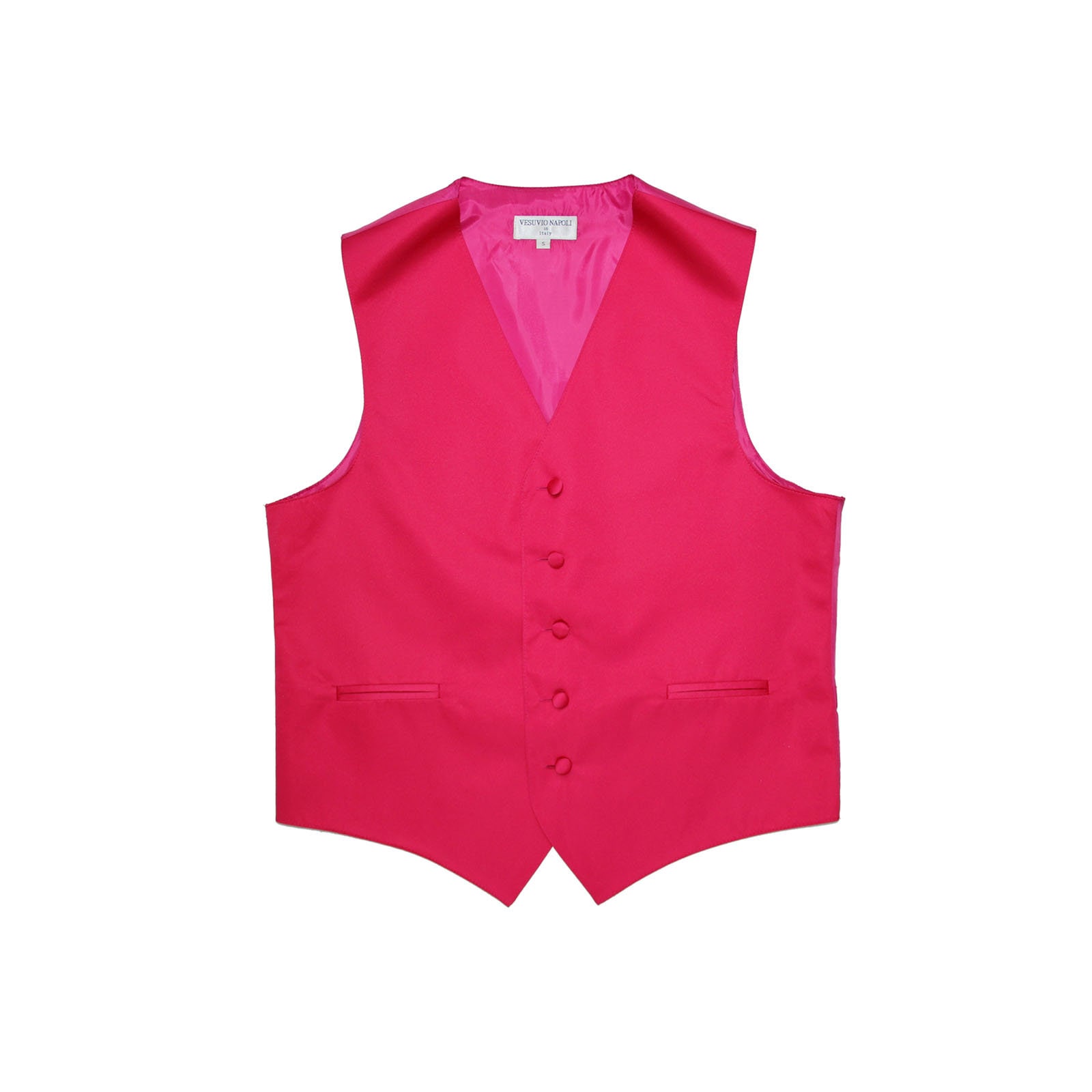 Men's Solid Hot Pink Polyester Tuxedo Vest Waistcoat Only, for Formal Occasions