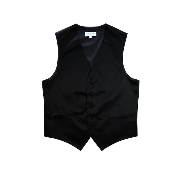 Men's Solid Black Polyester Tuxedo Vest Waistcoat Only | Etsy
