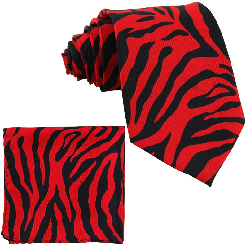 Men/'s Zebra animal print Black Regular Necktie and Handkerchief 9 colors for Formal Occasions