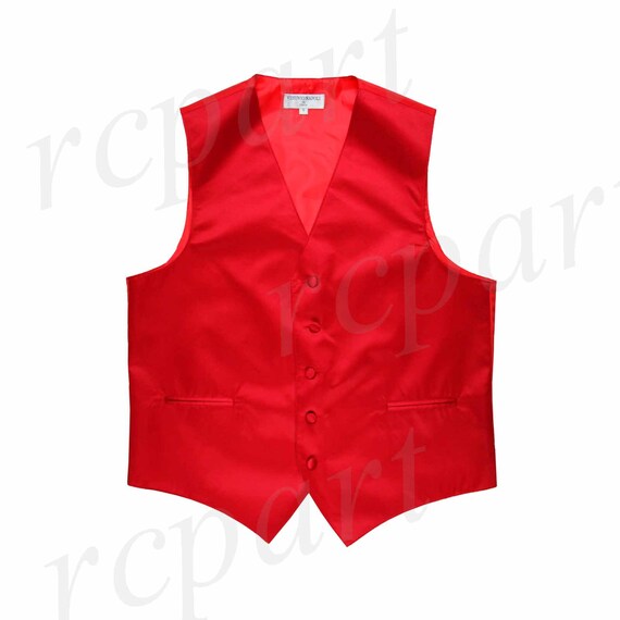 New Slim Fit Men's Solid Red Polyester Tuxedo Vest | Etsy