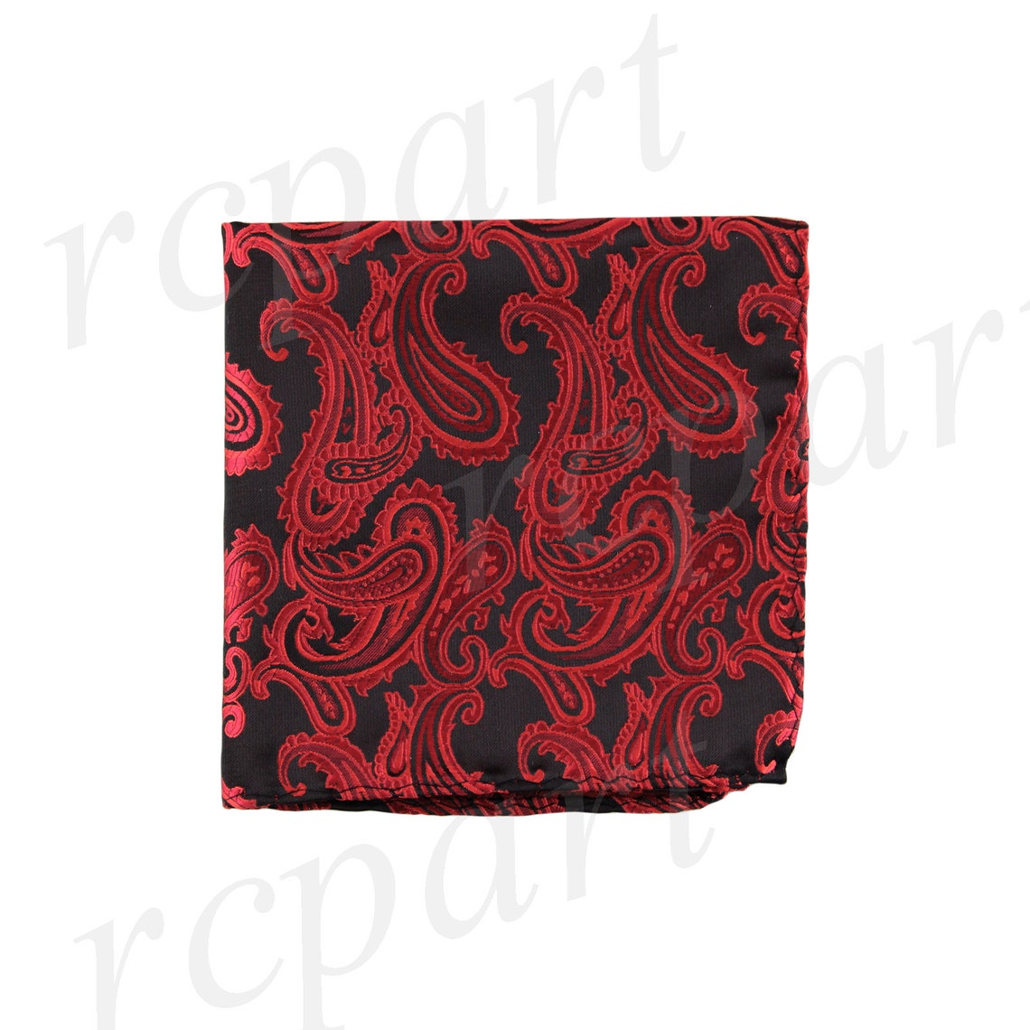 New Men's Polyester Paisley Black Red Handkerchief for Etsy