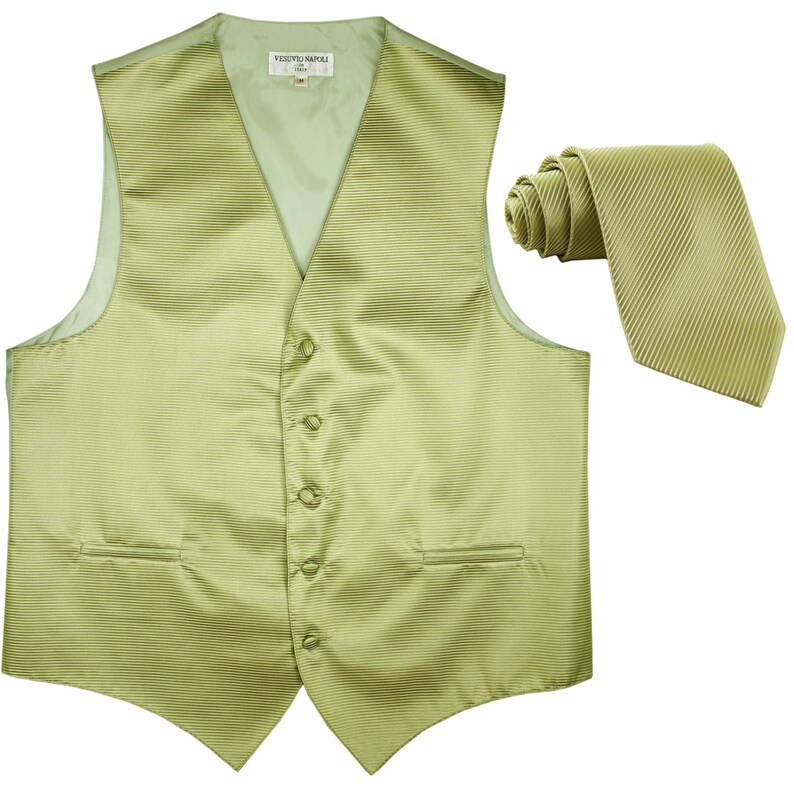 Men's Horizontal Striped Sage Green Polyester Tuxedo Vest Etsy