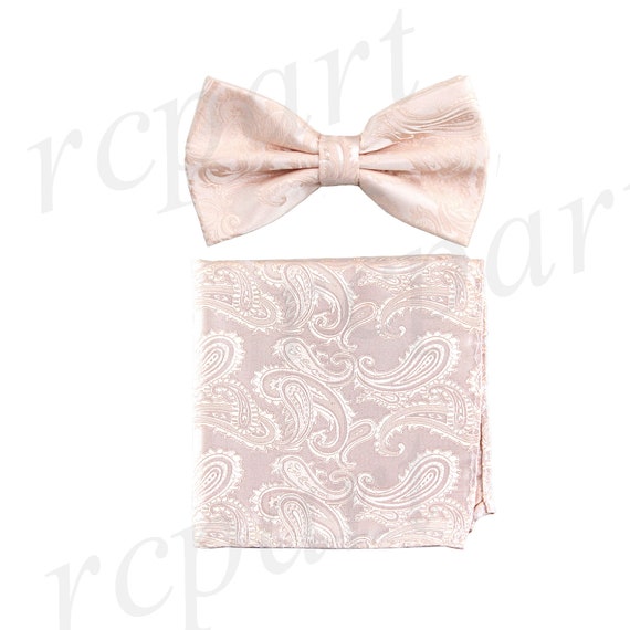 New Brand Q men/'s pre-tied bow tie paisley micro fiber formal light brown