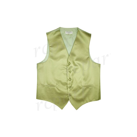 Men's Horizontal Striped Sage Green Polyester Tuxedo Vest Waistcoat Only, for Formal Occasions (2010)