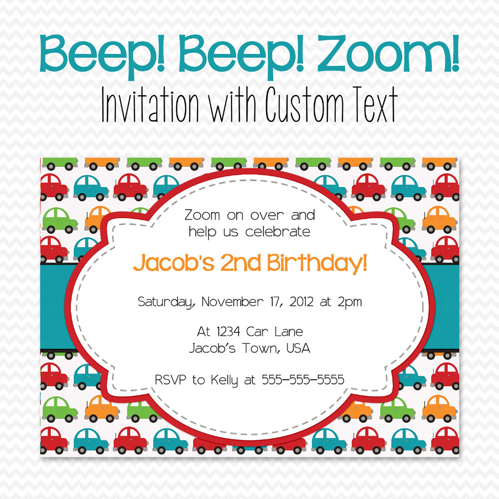Car Birthday Party Invitation Boy Baby Shower Invite | Etsy