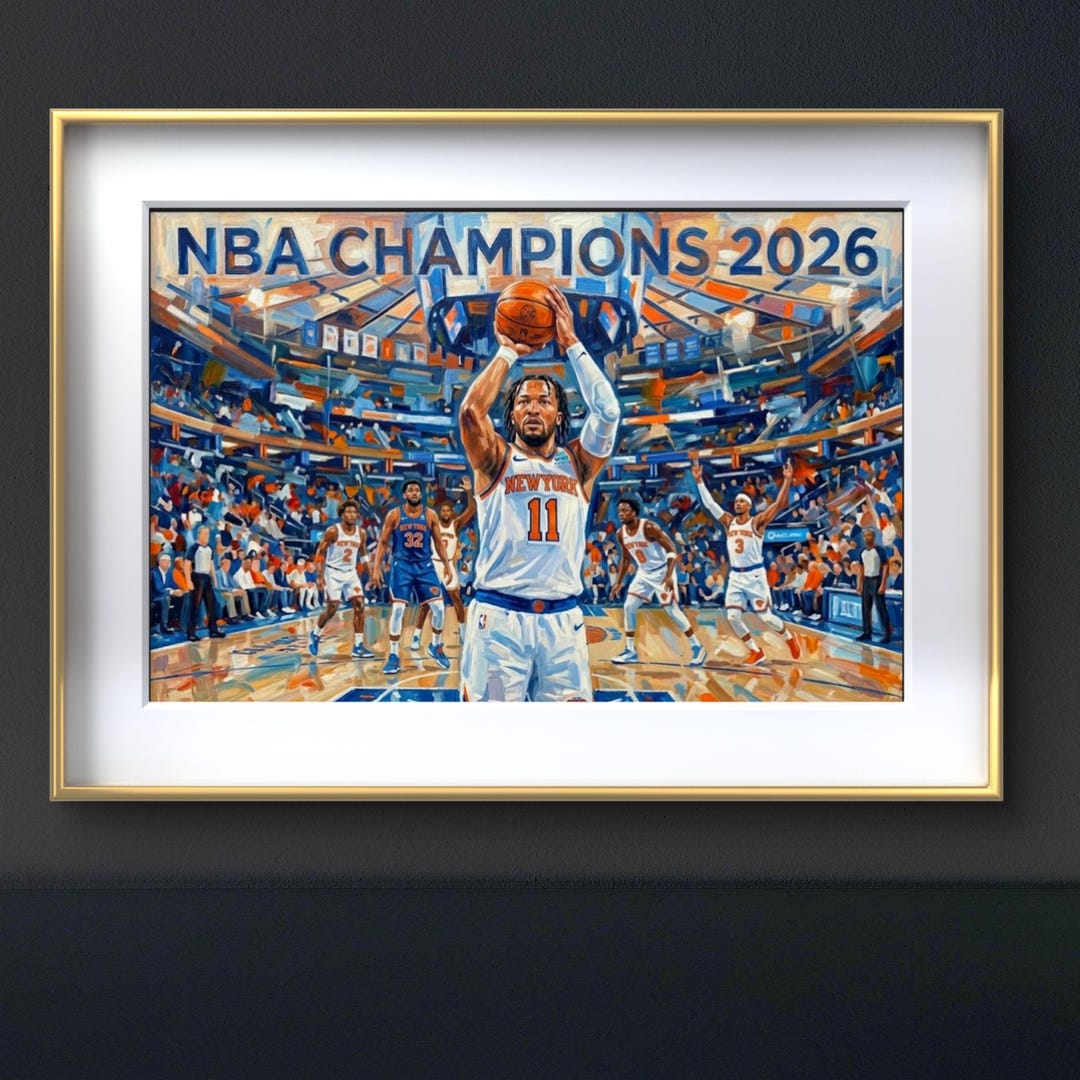 New York Knicks 2026 NBA Champions Abstract Canvas Wall Art, Madison ...