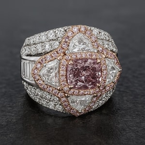 5 Carat Cushion Cut Pink Diamond Ring: GIA Certified 18K Gold or Platinum