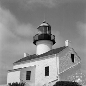 Nautical Decor San Diego Point Loma Lighthouse Black and White Beach Decor, Square Art Print Film Photography Large Art Prints Available image 2