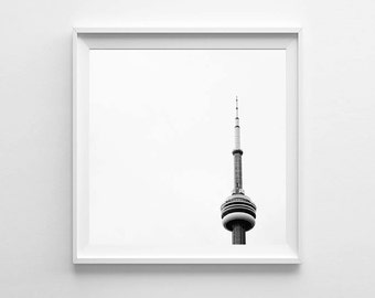 Toronto CN Tower Minimalist Black and White Art Print - City Art - Multiple Sizes Available, Fits Ikea Ribba Frames - FREE SHIPPING