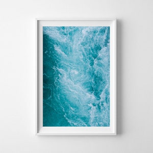 Ocean Art of Blue Icelandic Waves Travel Photography Vertical Wall Art Blue Wall Art Framed Print Available image 1